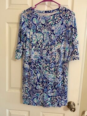 Lilly Pulitzer Blue, Teal & Navy Paisley Print Shift Dress